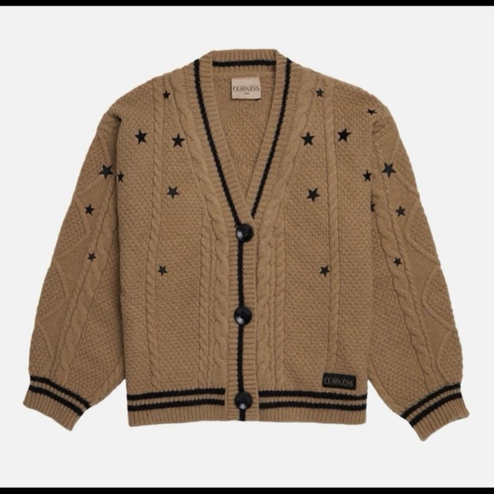 Taylor Swift Tan Cardigan with Black Star Details